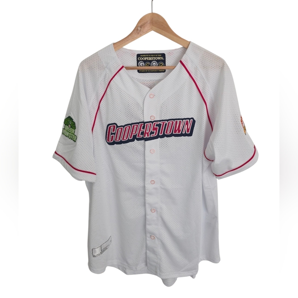 NWOT Cooperstown Baseball Jersey Green Monster All Star Patch White Size Large